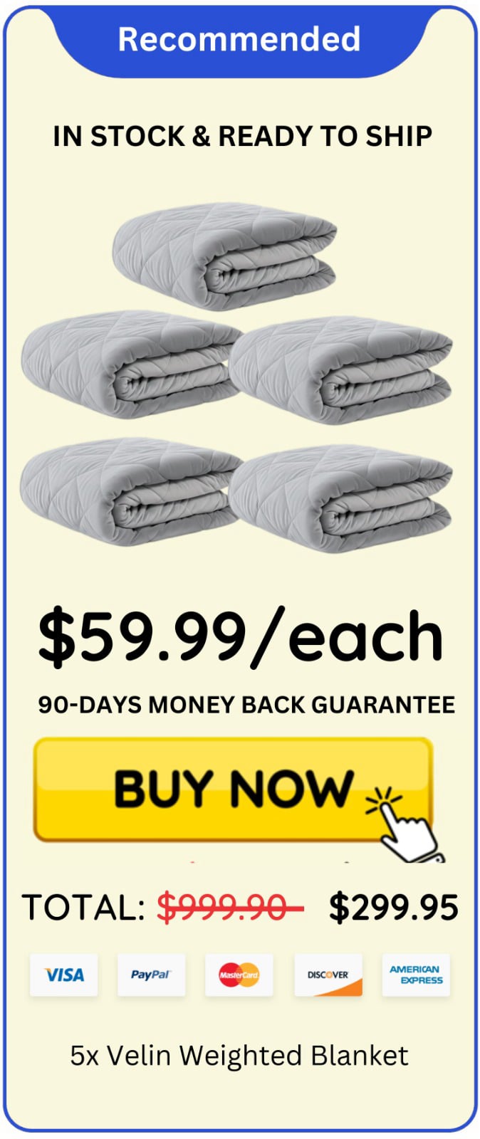 Velin Weighted Blanket package price 