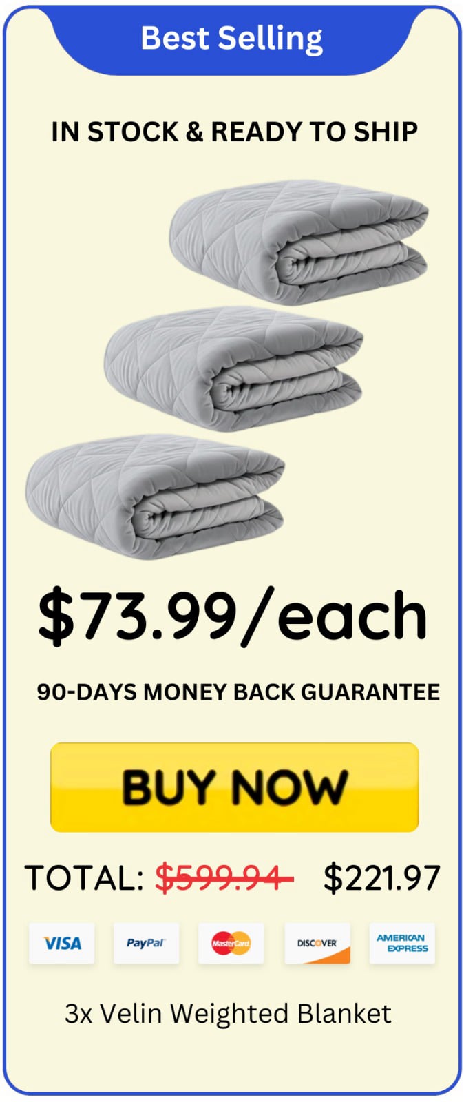 Velin Weighted Blanket package price 